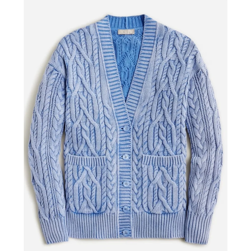 42. J.Crew Cable-knit V-neck cardigan sweater - Picture 4 of 10